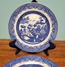 Churchill Blue Willow Dinner Plates, Set of 2, 10 1/4” Older Black Lion Logo for sale  Shipping to South Africa