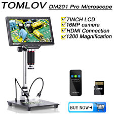 Microscopio digital TOMLOV HDMI 1200X 7" LCD moneda microscopio de soldadura 32 GB segunda mano  Embacar hacia Mexico