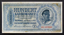 Używany, UKRAINA, 100 KARBOWANEZ 1942, BANK CENTRALNY, aUNC (DE) na sprzedaż  PL