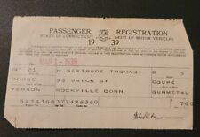 1930s 40s Connecticut Dept Motor Vehicles Registration Cards Vernon Dodge D5 for sale  Shipping to South Africa