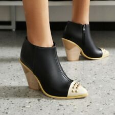 Käytetty, Womens Fashion Two Tone Studs Block Heel Bootie Ankle Boots Shoes Plus Size myynnissä  Leverans till Finland