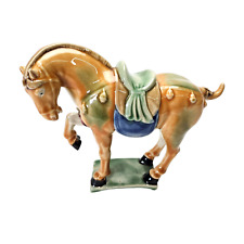 Vintage Glazed Ceramic Sancai Golden Horse Figurine Majolica Drip Glaze for sale  Shipping to South Africa