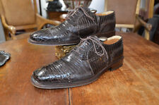 David Eden Cap Toe Balmoral Oxfords Brown Crocodile & Teju Lizard Size 10.5 M/D for sale  Shipping to South Africa