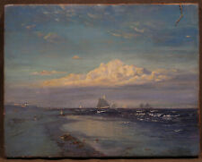 19th Century Beautiful Seascape With Boats Ships and Figures Beach Sundown for sale  Shipping to South Africa