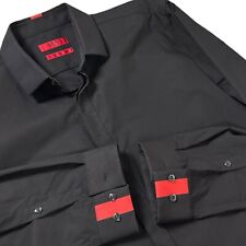 Usado, Camisa Hugo Boss preta masculina tamanho 15 1/2 extra fina vermelha acento comprar usado  Enviando para Brazil