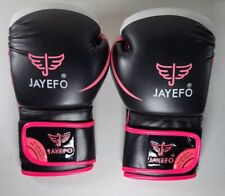 Guantes de gel de boxeo de cuero negro rosa 16 oz JAYEFO MMA Muay Thai Kick Sparring segunda mano  Embacar hacia Argentina