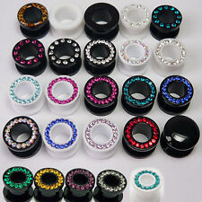 Flesh Tunnel Plastic Acrylic Zirconia Rhinestone Stones Glitter Plug Ear Piercing  for sale  Shipping to South Africa