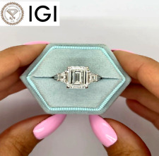 Diamond Wedding Ring Emerald Cut 3.00 Ct IGI Real Lab Created 950 Platinum, used for sale  Shipping to South Africa