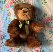 Brown Vintage Harrods Teddy Bear oft Plush Toy Green Ribbon Approx 9.5" Sitting for sale  Shipping to South Africa