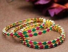 Indian Jewelry Color CZ AD Gold Plated Bracelet Wedding Kada Bangles Set 4 PC for sale  Shipping to South Africa