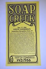 Folheto pôster cartão de mesa Soap Creek Saloon Steve Goodman Austin Texas, usado comprar usado  Enviando para Brazil
