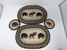Braided Jute Oval Placemats And Coasters Bear And Moose Earth Rugs 10" x 15" for sale  Shipping to South Africa