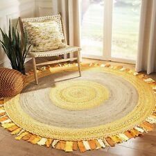 Shaggy Frilled Rugs Round Jute Cotton Braided Rug Recycled Fabric Area Carpet for sale  Shipping to South Africa