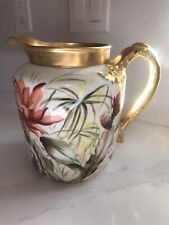 ANTIQUE LIMOGES PORCELAIN PITCHER HAND PAINTED CATUS EPIPHYLLUM for sale  Shipping to South Africa
