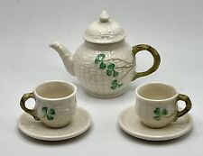 Vintage Belleek Miniature Shamrock Tea Set Childs Tea Playset Teapot 2 Cups & for sale  Shipping to South Africa