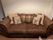 SCS COUNTY BROWN SUEDE 3 SEATER SOFA AND LOVE CHAIR - GOOD CONDITION  for sale  TAMWORTH