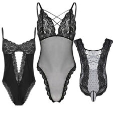 Sissy Lingerie Men See-through Leotard Floral Lace Bodysuit Crossdress Nightwear for sale  Shipping to South Africa