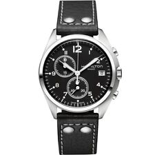 Hamilton Khaki Pilot Pioneer Męski czarny skórzany zegarek z datownikiem chronografem H76512733, używany na sprzedaż  PL