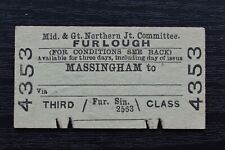 Railway ticket massingham for sale  REDCAR