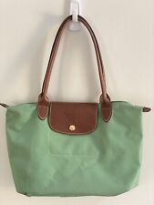 Bolsa feminina Longchamp Le Pliage original pequena de lona e couro verde, usado comprar usado  Enviando para Brazil