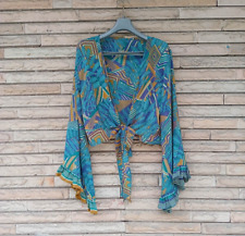 Blusa crop tops vestido feminino crepe PSW1422 com babados de seda pura comprar usado  Enviando para Brazil