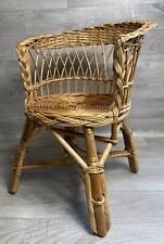 Vintage Childrens Mini Wicker Chair Boho Rattan Natural FLAWED for sale  Shipping to South Africa