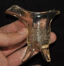 Estátua taça cálice vaso de vinho 3" cristal chinês esculpida à mão linha fushou, usado comprar usado  Enviando para Brazil