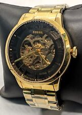 Lindo relógio de pulso masculino fóssil automático mostrador esqueleto dourado comprar usado  Enviando para Brazil