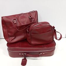 Pacote de mala e bolsa de mão de couro vermelho vintage 3 peças comprar usado  Enviando para Brazil