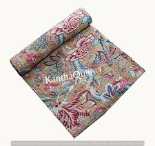 Colcha de cama dupla vintage Kantha floral algodão cobertor hippie comprar usado  Enviando para Brazil