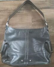 Used, B MAKOWSKY Black Leather Handbag Purse Stitched Bucket Large Side Pockets  for sale  Shipping to South Africa
