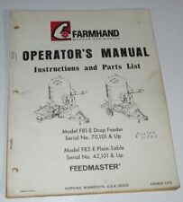 Farmhand F81-E F82-E Feedmaster Feed Grinder Mixer Operators/Parts Manual 11/71, used for sale  Elizabeth