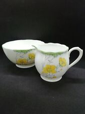English bone china Buttercup milk jug and sugar bowl with floral motifs  for sale  BANBURY