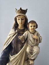 Estatua antigua de virgen y niño. Pasta de madera. Ojos de vidrio. Virgen del Carmen. España segunda mano  Embacar hacia Argentina