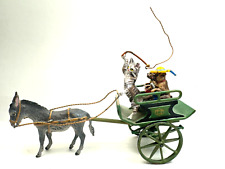 Carro de extracción de burro de bronce Petri con conductor de gato y pareja de carlinos para dar un paseo segunda mano  Embacar hacia Mexico