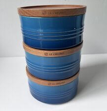 Used, LE CREUSET Large Stoneware Storage Jar, Marseille Blue 14cm Stackable X 3 for sale  Shipping to South Africa