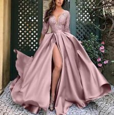 Sexy Women Deep V Long Sleeve Evening Cocktail Dress Ball Gown Party Big Tail for sale  Shipping to South Africa