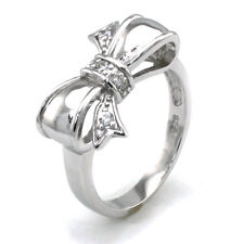 Arco de plata esterlina 925 cúbico de circonio infinito cinta arco de boda anillo de promesa segunda mano  Embacar hacia Mexico