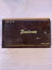 Doble Nine Dominoes, estuche de madera vintage 55, usado segunda mano  Embacar hacia Argentina