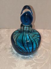 Lindo frasco de perfume/perfume redondo redemoinho preto vidro soprado azul pesado comprar usado  Enviando para Brazil