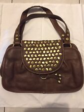 Ted Baker Womens Brown 100% Leather Gold Studded Handbag (W33cm x H18cm x D13cm) for sale  Shipping to South Africa