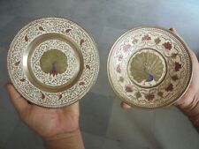 2 peças placas vintage de latão laca branca gravadas artesanais design pavão comprar usado  Enviando para Brazil