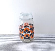 Fun Orange Orla Kiely Glass Storage Jar Retro Kitchen Accessory Kitsch Style, used for sale  Shipping to South Africa