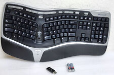Microsoft Natural Wireless Ergonomic Keyboard 7000 +USB Dongle +2 New Batteries, used for sale  Shipping to South Africa