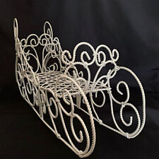 Pre 2010 VICTORIAN STYLE 18” PEARL WHITE ORNATE WIRED SLEIGH for sale  Shipping to South Africa