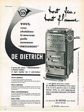 PUBLICITE ADVERTISING 1960 DE DIETRICH  poele automatique chauffage   PRESIDENT d'occasion  Le Luc