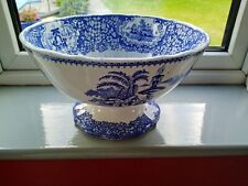 Large Vintage Blue & White Floral Footed Bowl for sale  TAIN