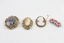 Victorian Antique Brooches Mourning Rolled Gold Shell Cameo x 4, used for sale  Shipping to South Africa