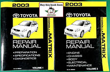 2003 Toyota Corolla Matrix Factory Shop Manual de Serviço de Reparo Conjunto de 2 Vol comprar usado  Enviando para Brazil
