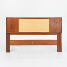 1960s Arne Wahl Iversen Falster Mobelfabrik Reversible Teak Cane Full Headboard for sale  Shipping to South Africa